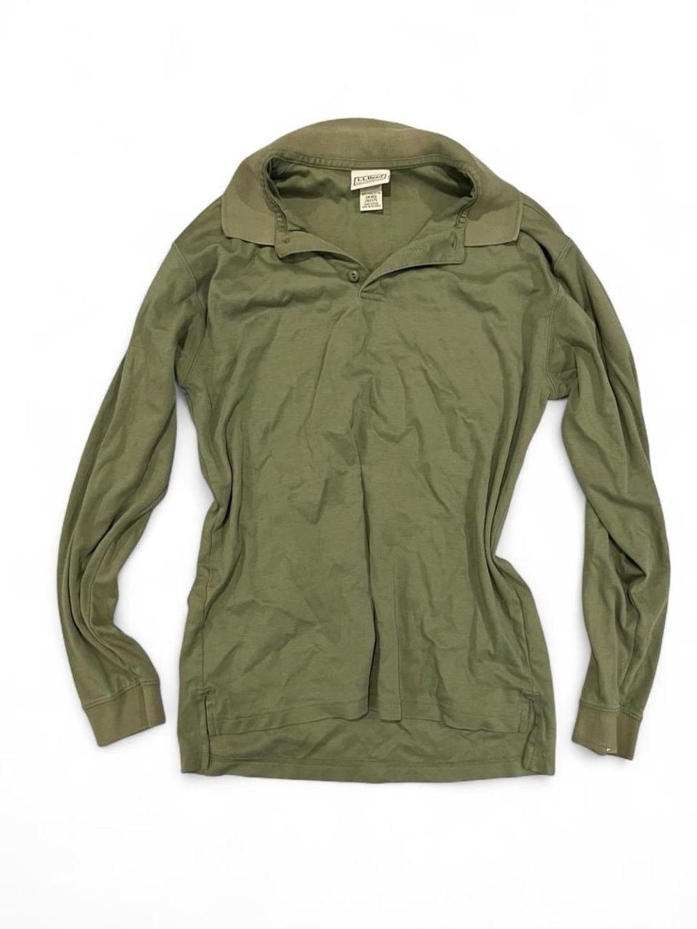 L.L. Bean Olive Green Long-Sleeve Crewneck Polo